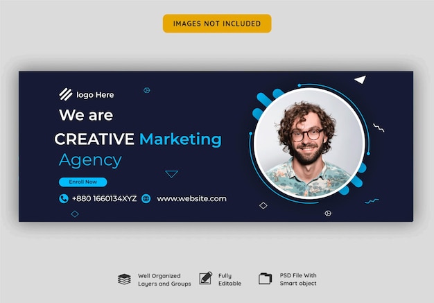 クリエイティブマーケティングfacebookカバーまたはクリエイティブデザインカバーテンプレートとプレミアムカバーデザイン