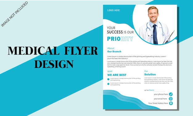 Vettore layout di progettazione del modello di volantino aziendale medico creativo