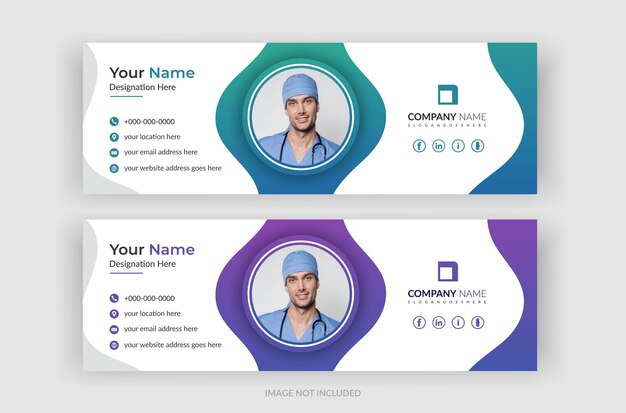 Vector creative medical email signature or email footer design template