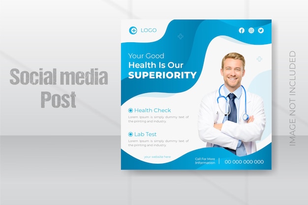 Creative medical health social media post design or promotional dental care webinar template