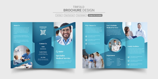 Vector creative medical healthcare business trifold brochure template