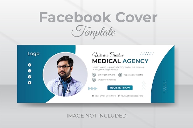 Creative medical healthcare services facebook cover design or business template.