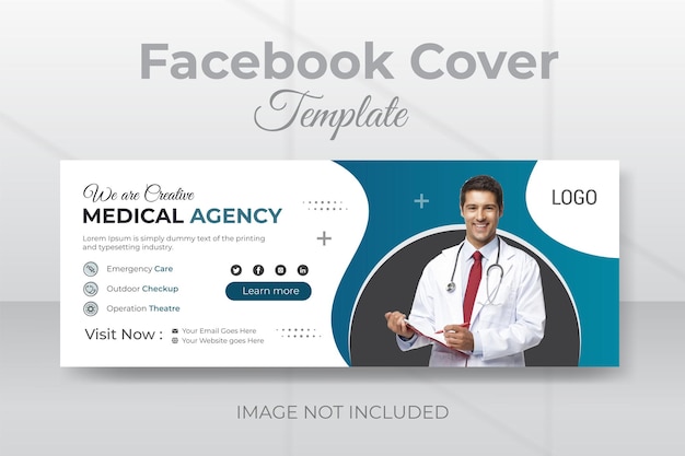 Creative medical healthcare social media facebook cover design or business template.