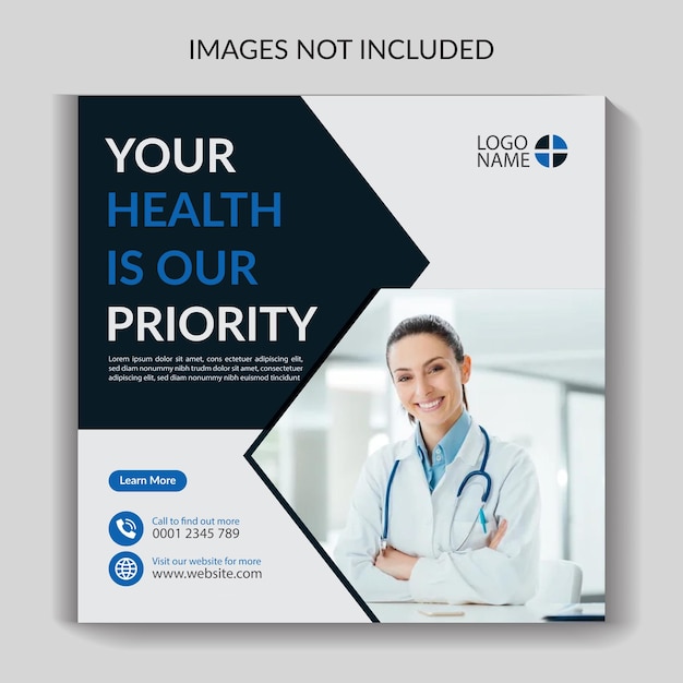 Creative medical healthcare social media post template