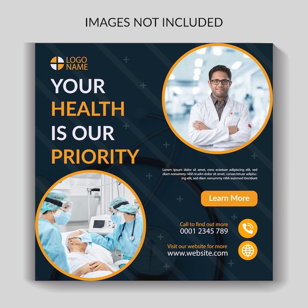 Creative medical healthcare social media post template