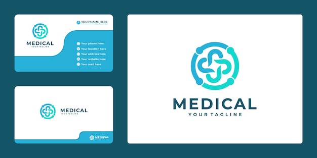 Креативный дизайн логотипа медицинской аптеки и визитной карточки