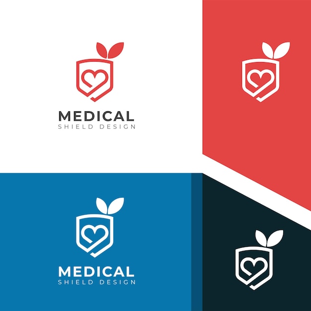 Creative medical shield vector logo