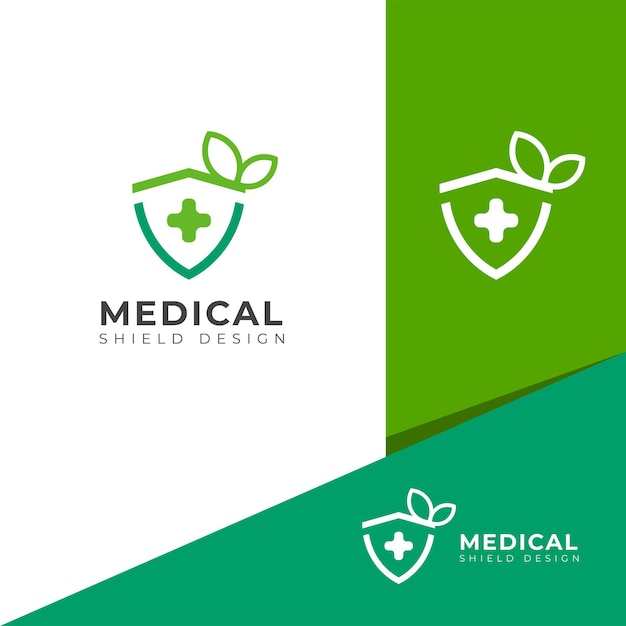 Creative medical shield vector logo