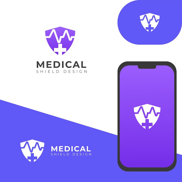 Creative medical shield vector logo