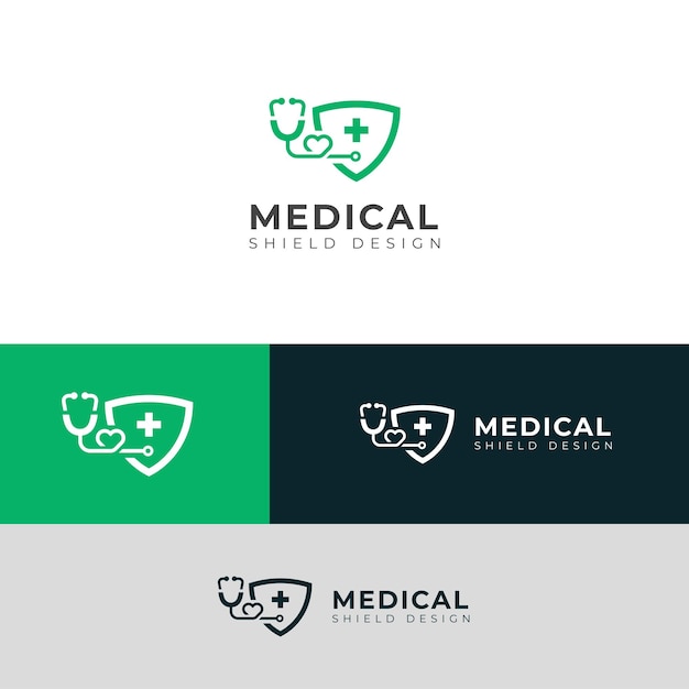 Creative medical shield vector logo