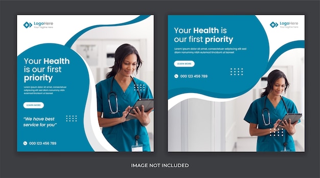 Creative medical social media post design for clinic hospital treatment vector