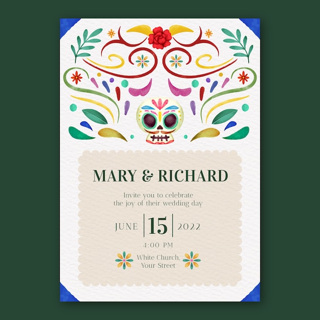 Vector creative mexican wedding invitation