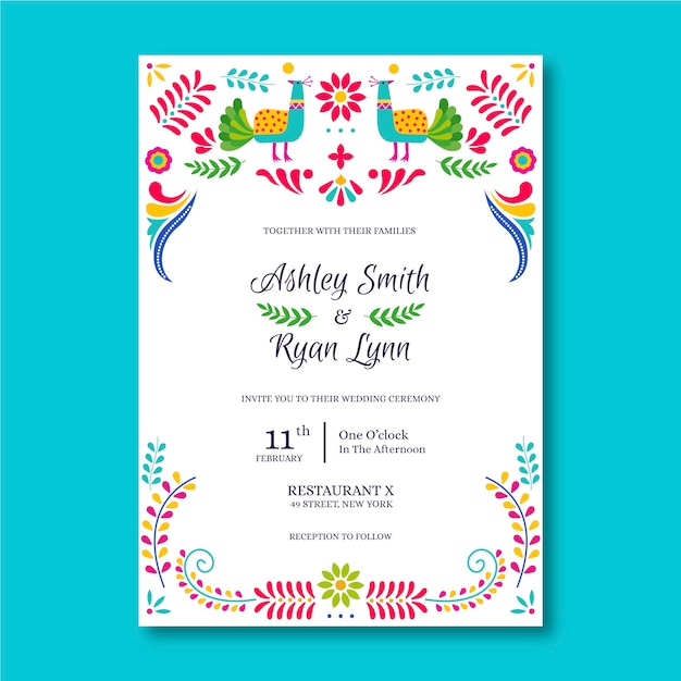 Vector creative mexican wedding invitation