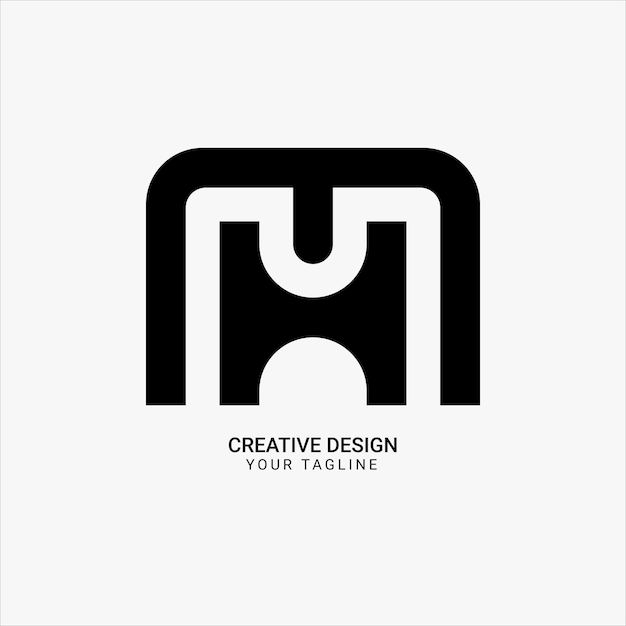 Creative MH or HM initial line art pattern monogram modern brand unique logo design