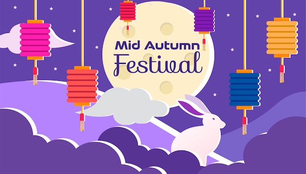 Vector creative mid autumn festival purple background