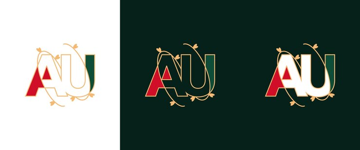 Vector creative minimal au ua letter business logo initial based monogram icon vector