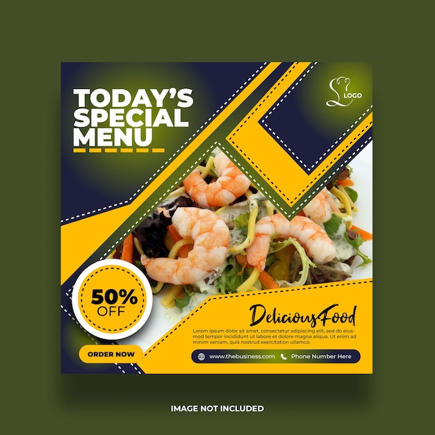 Creative minimal  special menu restaurant food yummy social media banner