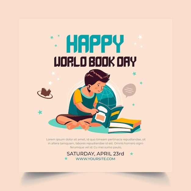 Creative minimal web post banner template design for world book day event vector design