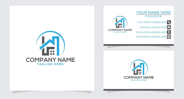 Creative minimalist building logo design with business card