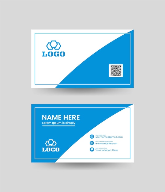 Creative minimalist business card template white blue color business card doublesided