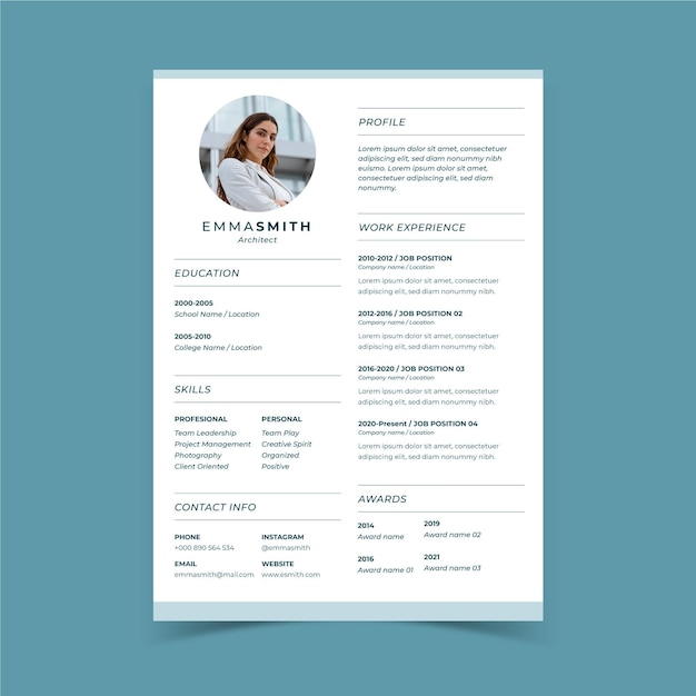 Modelli di cv minimalisti creativi