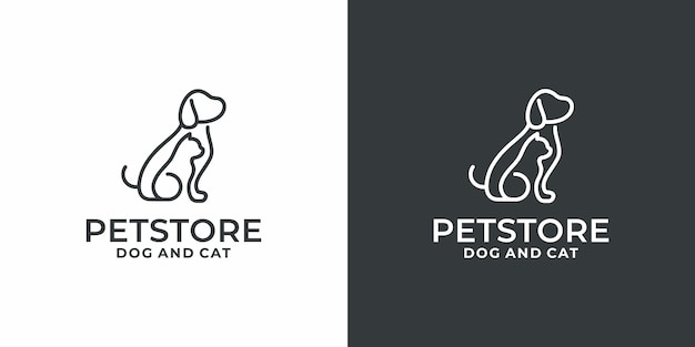 Creative minimalist mono line dog and pet