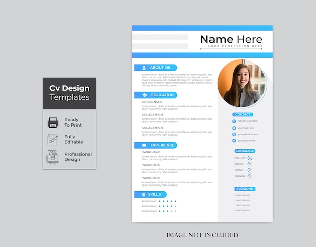 creative and minimalist resume or cv design template