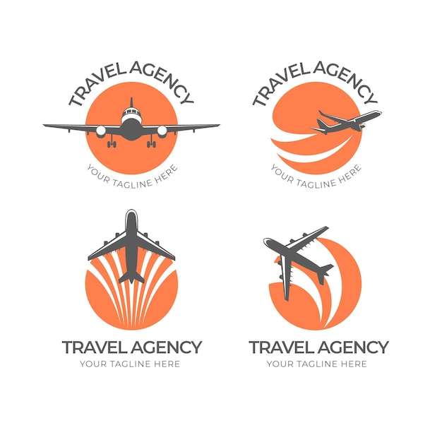 Vector creative minimalist travel logos set