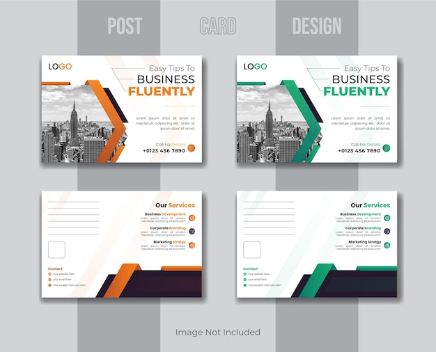 Vector creative modern abstract business postcard design template with f2 colors