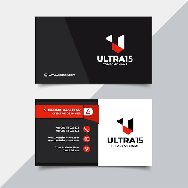 Creative Modern black and red business visiting card design template