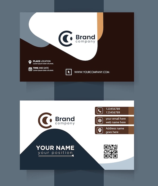 Creative and modern business card template. Elegant luxury clean dark back to back business card.