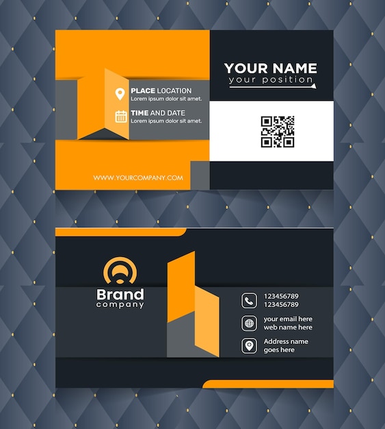 Creative and modern business card template. Elegant luxury clean dark back to back business card.