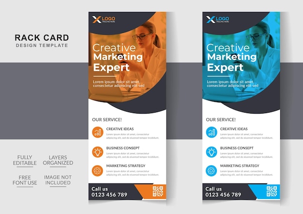 Vector creative and modern business rack card or dl flyer editable templates