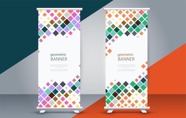 Vettore set di banner roll up a mosaico in stile business creativo e moderno