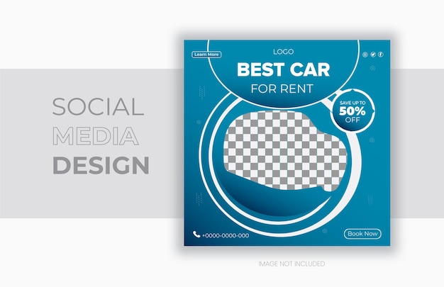 Vettore design moderno e creativo dei social media car rent design semplice e pulito modello vettoriale sfumatura blu