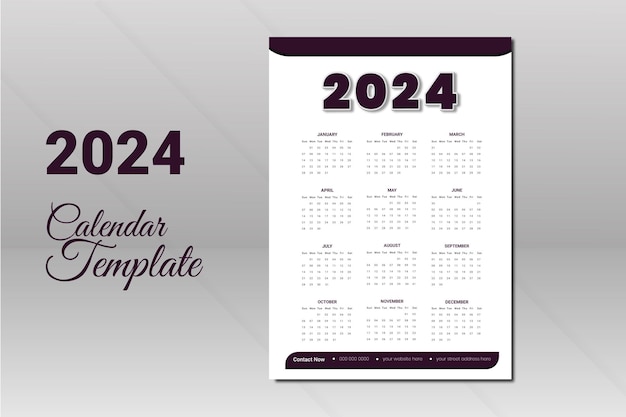 Vettore design creativo moderno e colorato del calendario per il nuovo anno 2024