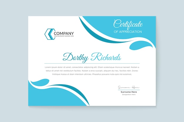 Creative modern company graduation award certificate template