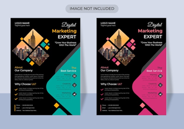 Creative and modern corporate business a4 flyer template design set marketing flyer design template