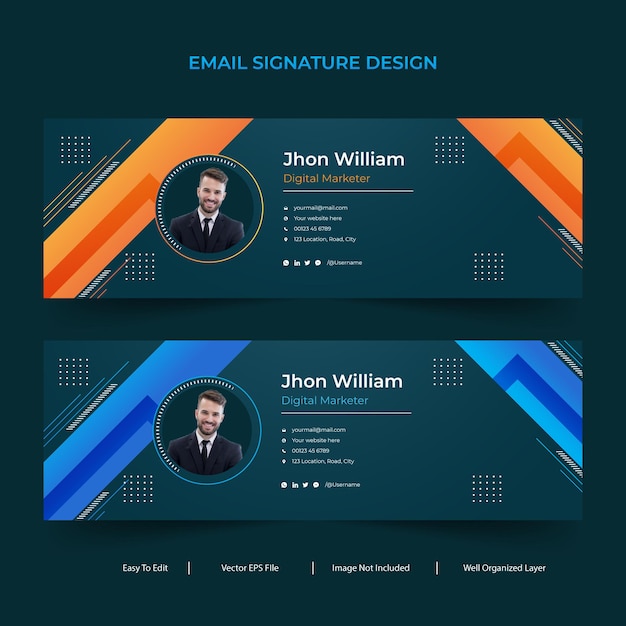創造的な現代の企業ビジネスカラフルな電子メール署名テンプレートデザイン