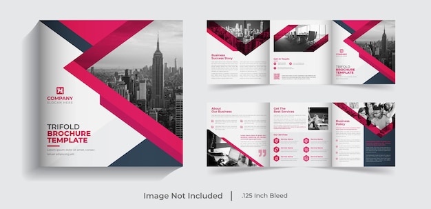 creative modern corporate square trifold business brochure template design