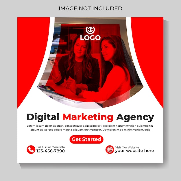 Creative modern digital marketing agency social media post design square web banner template