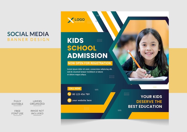 Vector creative and modern education admission social media post design template