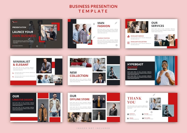 Creative and modern fashion powerpoint presentation editable slides template design set