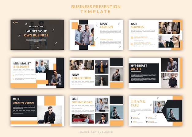 Creative and modern fashion powerpoint presentation editable slides template design set