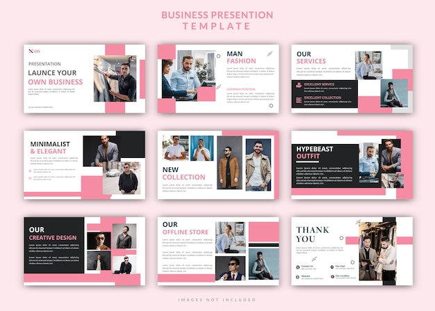 Creative and modern fashion powerpoint presentation editable slides template design set