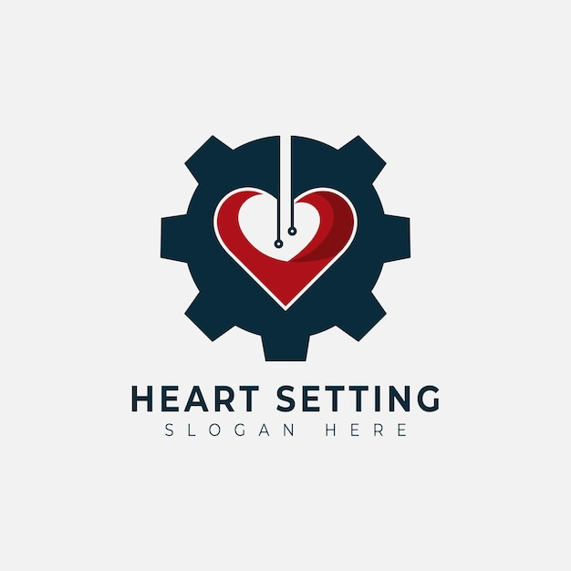 Creative modern gear logo icon with heart vector sign industrial