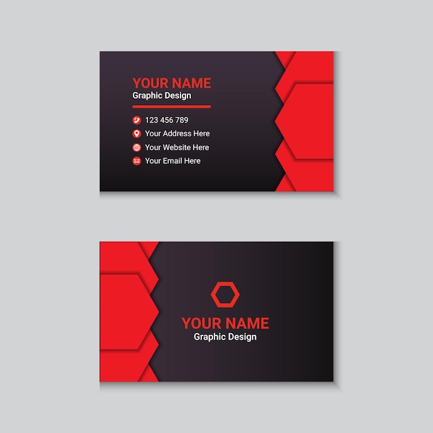 Creative Modern Geometric Red And Black Business Card Template