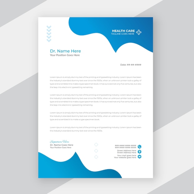 Creative and modern healthcare medical doctor or nurse letterhead design