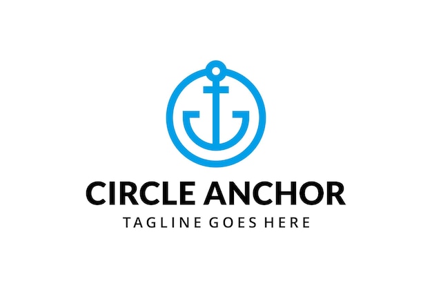 Creative modern illustration anchor marine on circle vector logo design