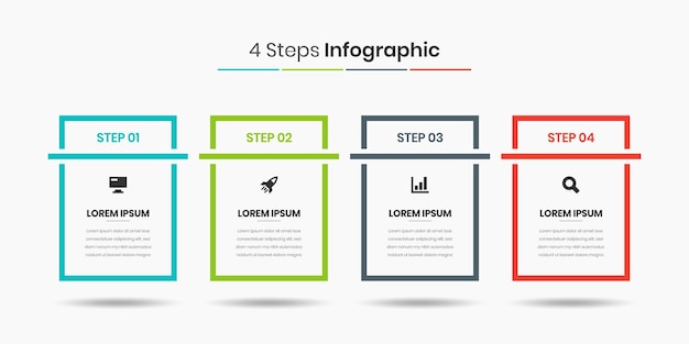 Creativo moderno modello di infografica concetto di business con 4 passaggi per il flusso di lavoro di presentazione